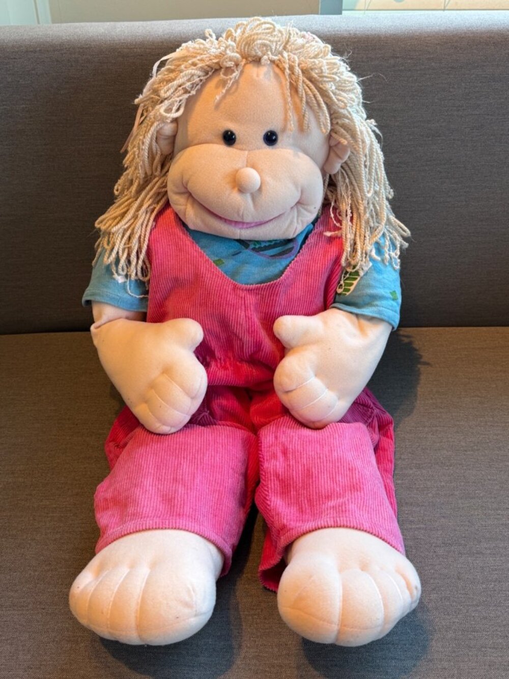 Rigadoon Gang ALEXIS Full Body Hand Puppet Doll Original Pink Overalls 1988